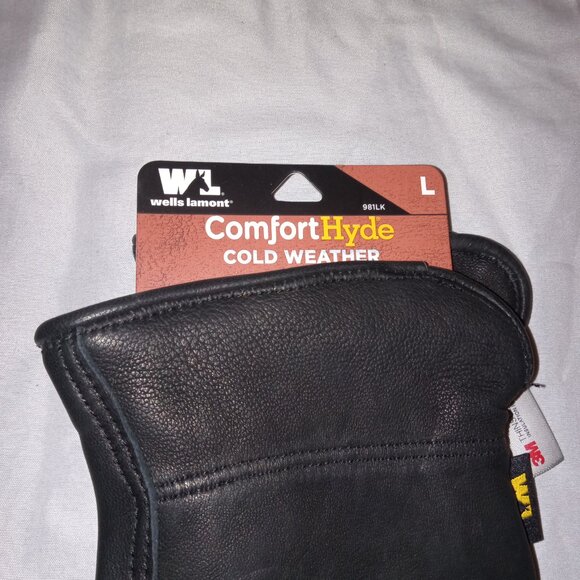 Wells Lamont ComfortHyde Black Genuine Leather Winter Gloves Unisex Size L β New - Picture 3 of 4